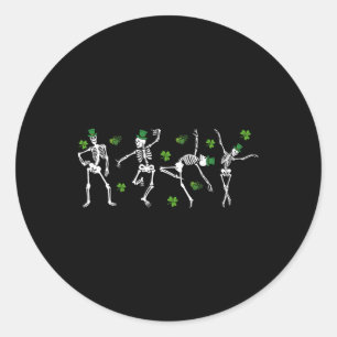 Shamrock Skeletons Dancing Funny St Patrick's Day Classic Round Sticker