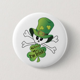 Shamrock Skull 6 Cm Round Badge