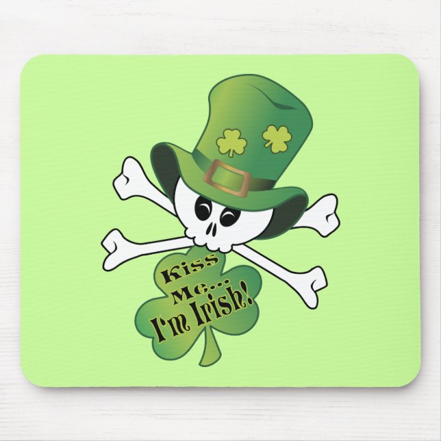 Shamrock Skull Mouse Pad (Front)