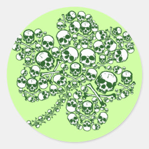 Shamrock Skulls Classic Round Sticker
