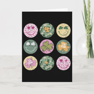 Shamrock Smile Face Disco Ll Retro Groovy St Patri Card