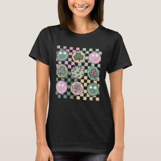 Shamrock Smile Face Disco Retro Groovy St Patricks T-Shirt