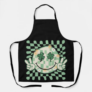 Shamrock Smile Face Funny St Patrick's Day Apron
