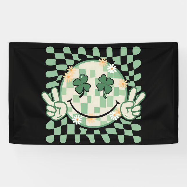 Shamrock Smile Face Funny St Patrick's Day Banner (Horizontal)