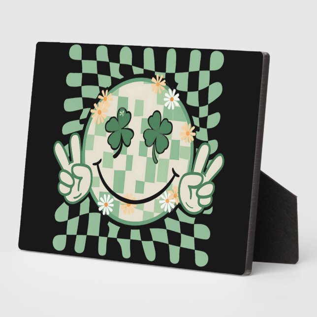 Shamrock Smile Face Funny St Patrick's Day Plaque (Side)