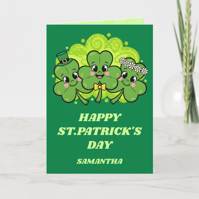 Shamrock Smiles St. Patrick’s Day Card (Front)
