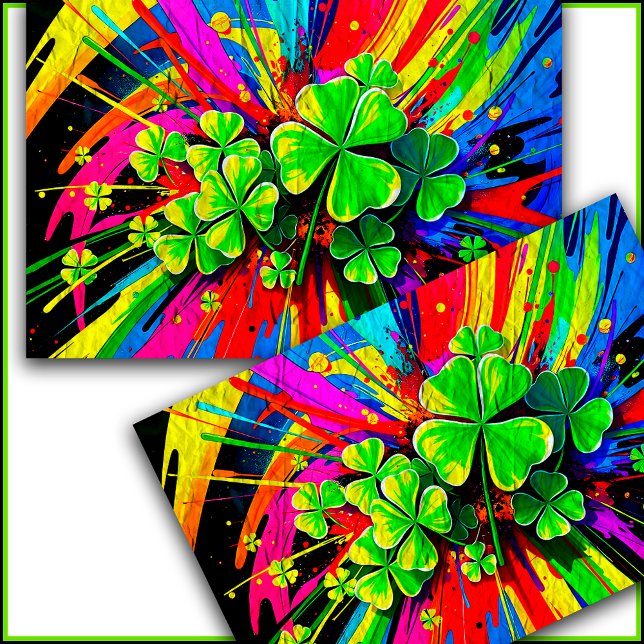 [Shamrock Splash] Rainbow Colours Paint Splatter Tissue Paper ((simulated paper texture))