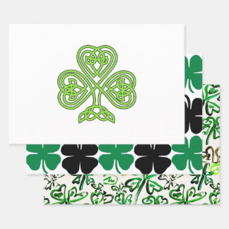 Shamrock St. Patrick Day Wrapping Paper Sheet