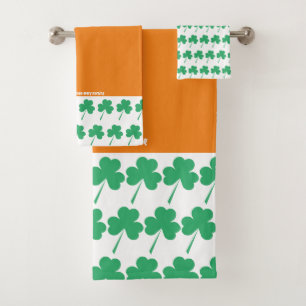 SHAMROCK St Patrick Personalised Scripture ORANGE Bath Towel Set