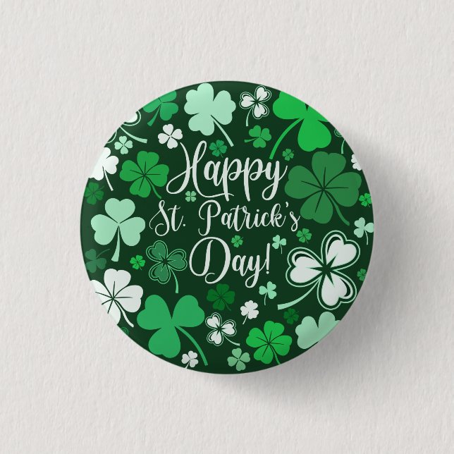 Shamrock St Patrick's  3 Cm Round Badge (Front)