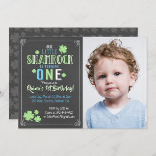 Shamrock St. Patrick's Day 1st Boy Birthday Invite