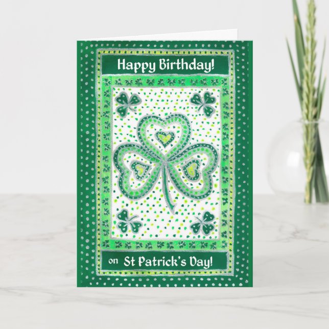 Shamrock St Patrick's Day Birthday Card (Front)