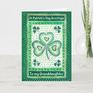 Shamrock St Patrick's Day Card for a Granddaughter