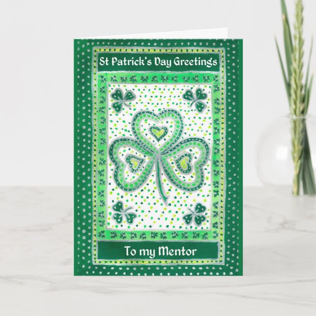 Shamrock St Patrick's Day Card for a Mentor (Front)