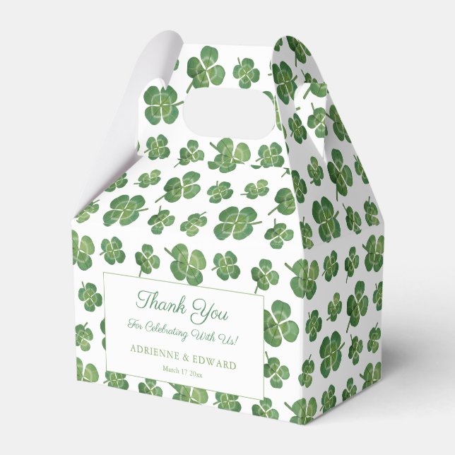 Shamrock St Patricks Day Co-ed Wedding Shower Favour Box (Front Side)
