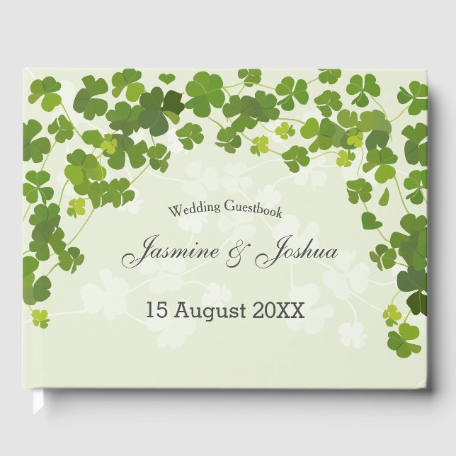 shamrock St Patricks day customise text Guest Book (Front)