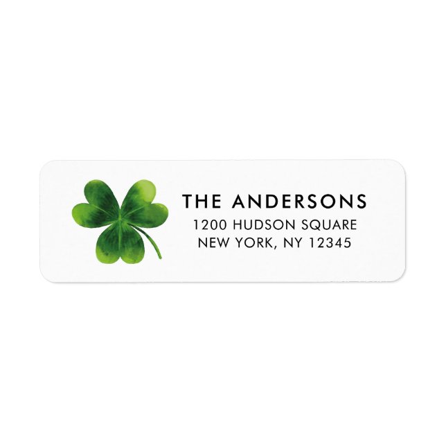 Shamrock St. Patrick's Day Elegant Return Address Label (Front)