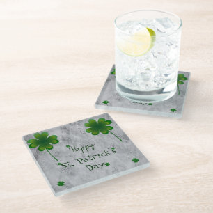 Shamrock St. Patrick's Day Glass Coaster
