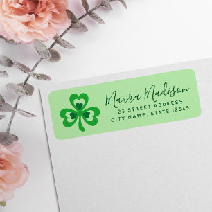 Shamrock St. Patrick's day green return address Label