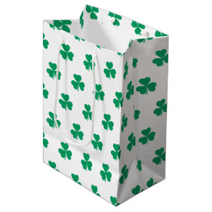 Shamrock St. Patrick's Day Green White Medium Gift Bag