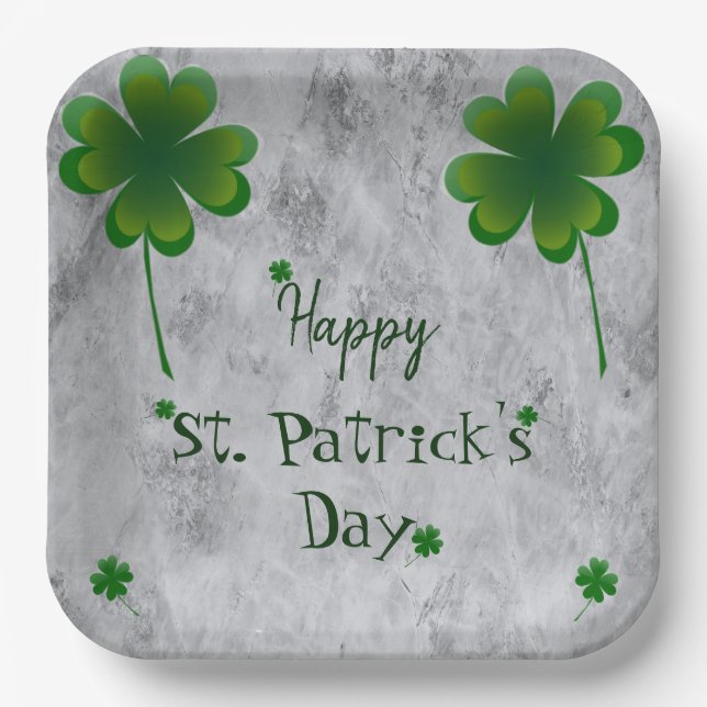 Shamrock St. Patrick's Day Paper Plate (Front)