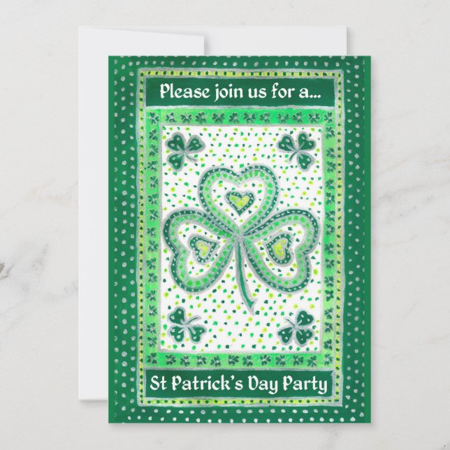 Shamrock St Patrick's Day Party Invitations (Front)