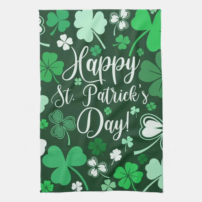 Shamrock St. Patrick's Day Tea Towel (Vertical)