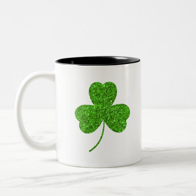 Shamrock St. Patrick's Day Two-Tone Coffee Mug (Left)