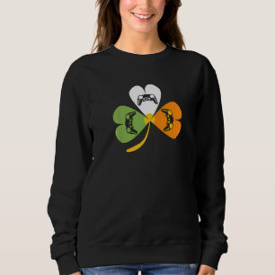 Shamrock St Patricks Day Video Game Irish Boys Fla Sweatshirt