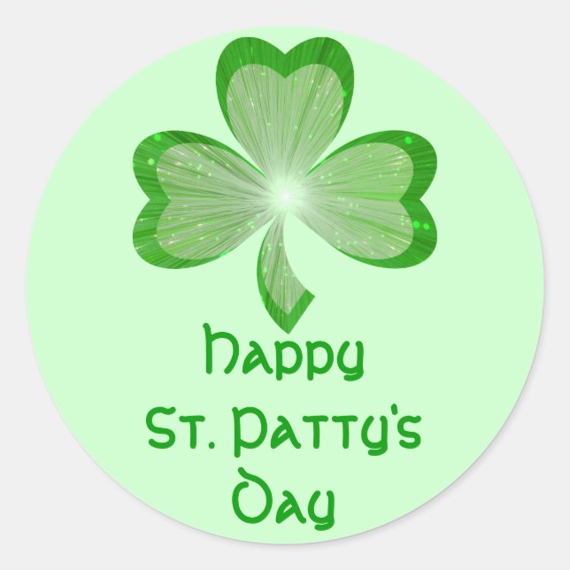 Shamrock 'St Patty's Day' sticker round green (Front)