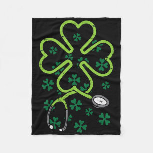Shamrock Stethoscope Scrub Nurse St Patricks Day R Fleece Blanket