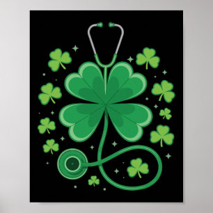 Shamrock Stethoscope St Patricks Day Nurse Gifts F Poster