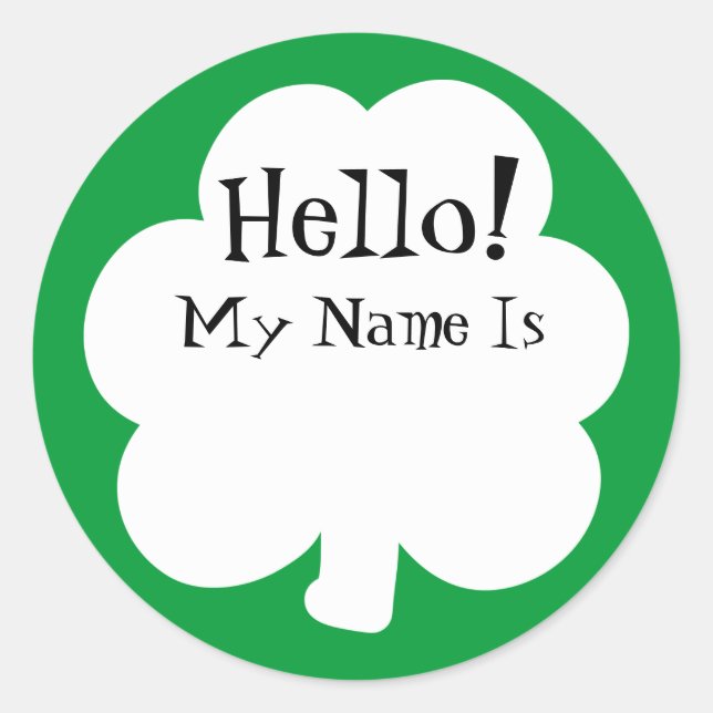 Shamrock Sticker Name Tags (Front)