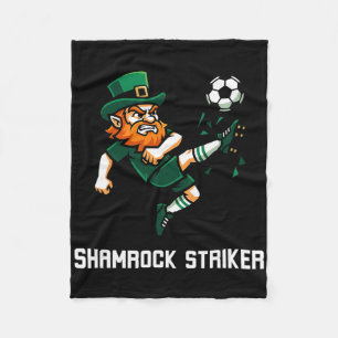 Shamrock Striker Leprechaun Soccer St Patricks Day Fleece Blanket