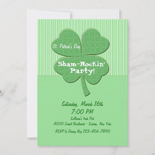 Shamrock Stripes  St. Patrick's Day Invitation (Front)