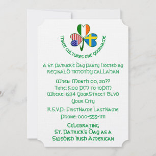 Shamrock Sweden Ireland USA Personalise Text Invitation