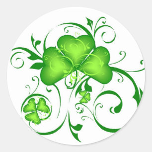 Shamrock Swirls Classic Round Sticker
