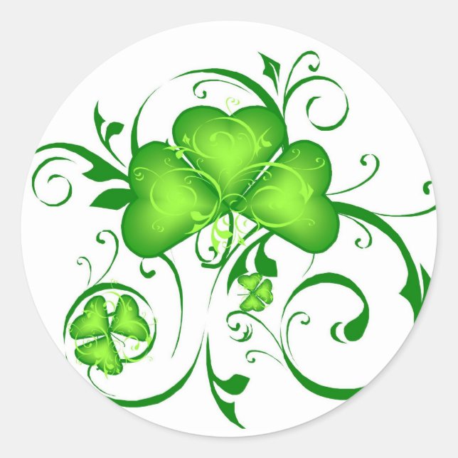 Shamrock Swirls Classic Round Sticker (Front)