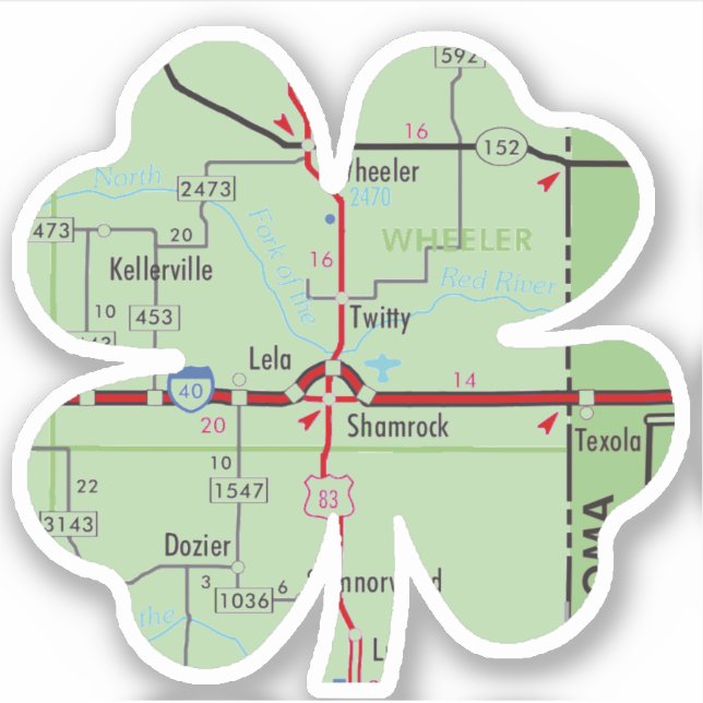 Shamrock Texas Clover Map (Front)