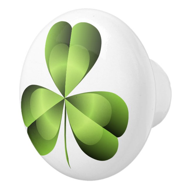 Shamrock Three Leaf Clover Graphic Ceramic Knob (Right)