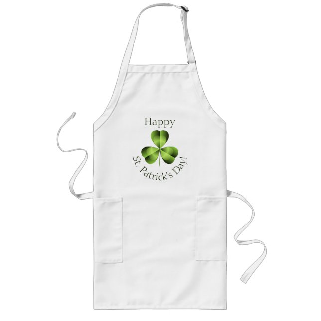 Shamrock Three Leaf Clover Graphic Long Apron (Front)