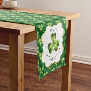 Shamrock Three Leaf Clover Graphic Short Table Runner