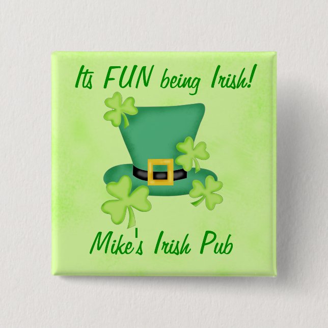Shamrock Top Hat Irish Business Promotion Pin (Front)