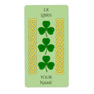 Shamrock Trio and Knotwork Bands Bookplate