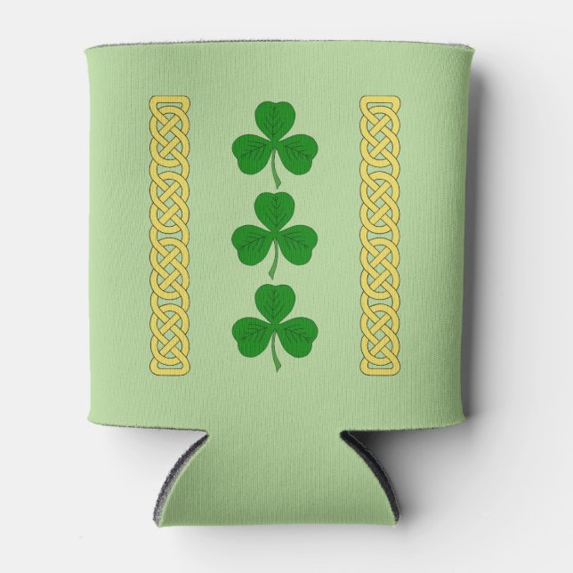 Shamrock Trio and Knotwork Bands Can Cooler (Front)