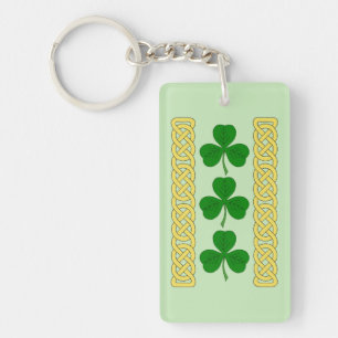 Shamrock Trio and Knotwork Bands Key Ring