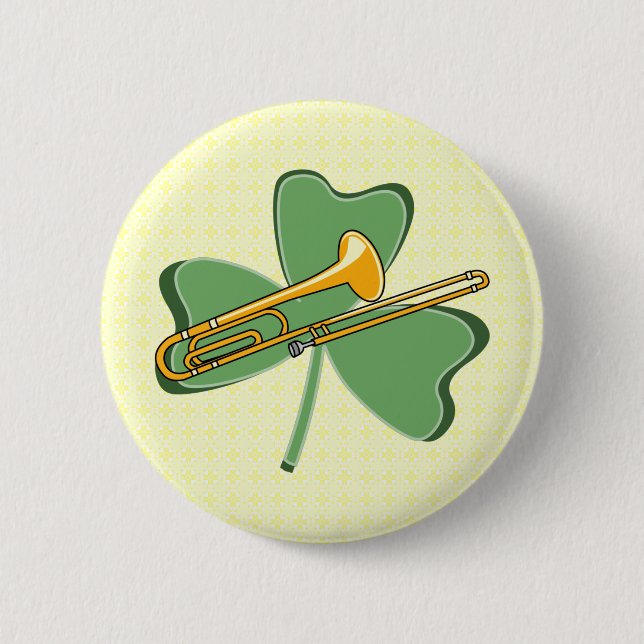 Shamrock Trombone 6 Cm Round Badge (Front)