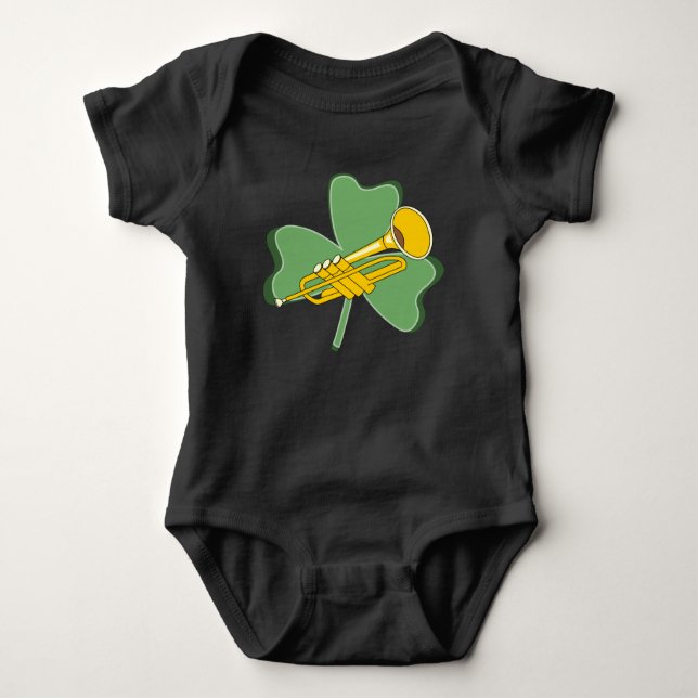 Shamrock Trumpet Baby Bodysuit (Front)