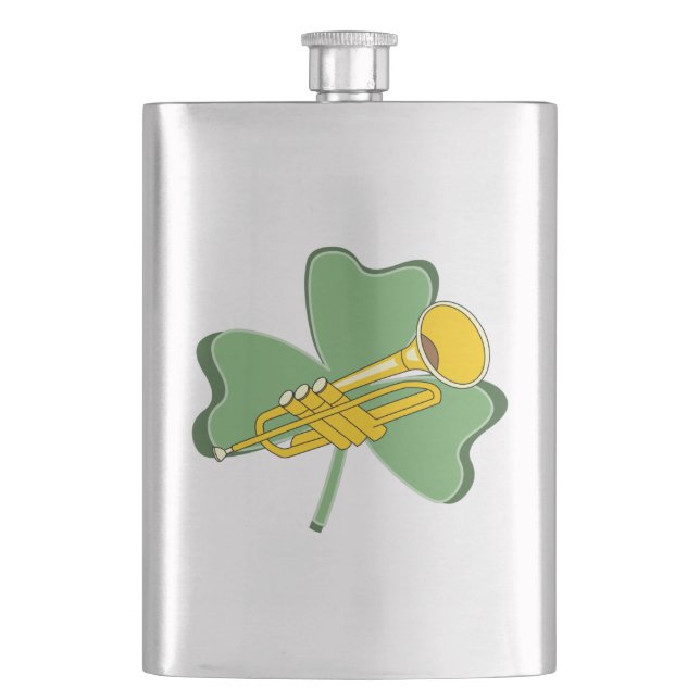 Shamrock Trumpet Hip Flask (Front)