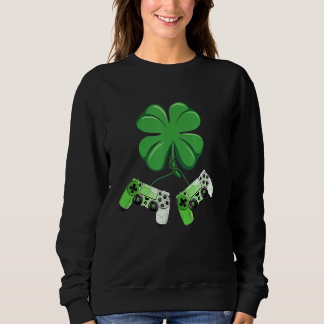 Shamrock Video Game Lover St Patricks Day Gaming K Sweatshirt (Front)